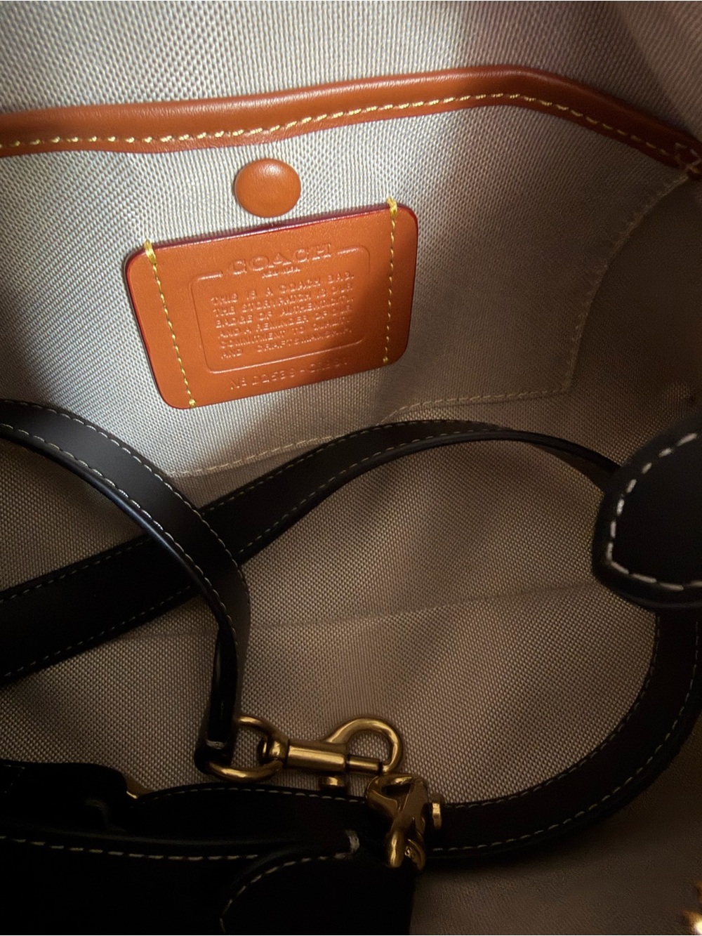 Coach Black Leather Shoulder Bag with Gold-Tone Accents - Picture 2 of 3